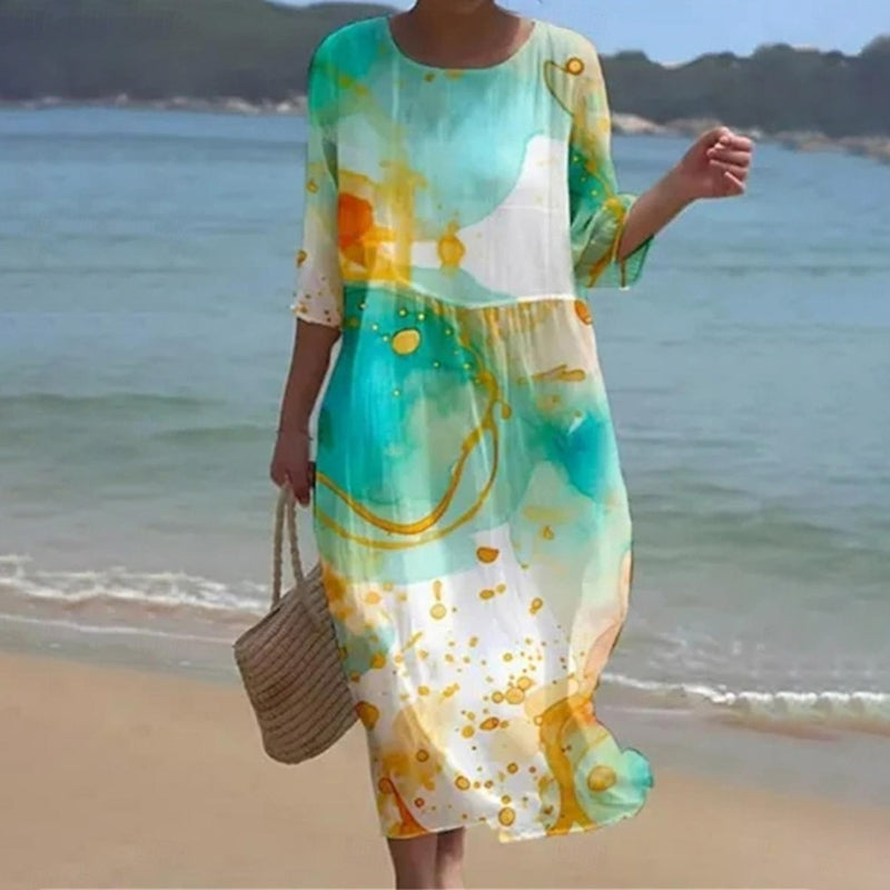 Peggy - Losvallende midi jurk met bloemenprint voor dames