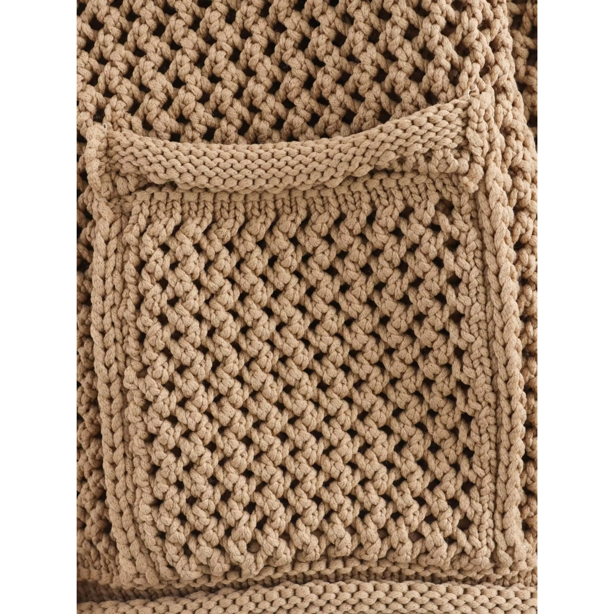 Saron - Kaki gebreid en geknoopt vest met charme