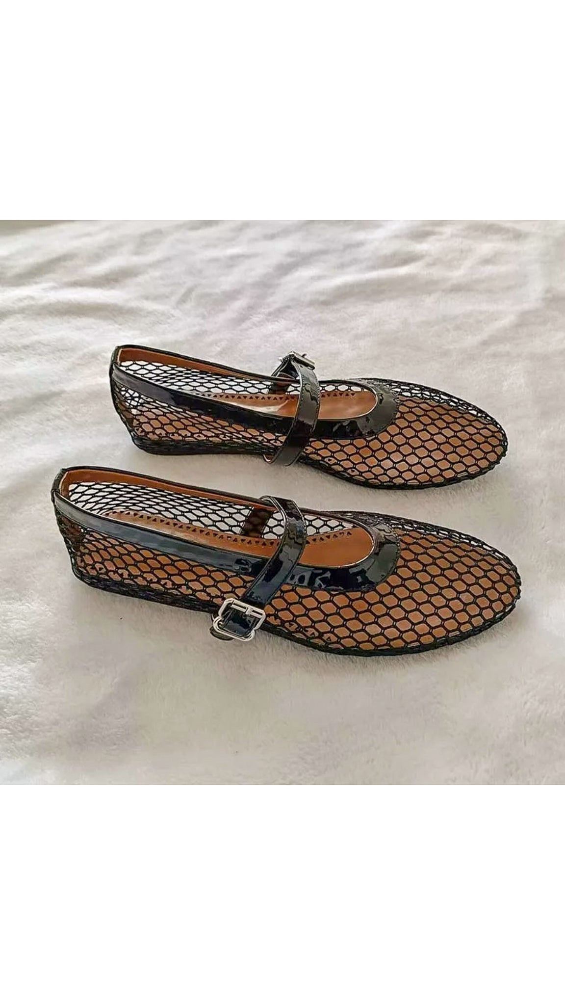 Ania | Mesh ballerina's met gespsluiting