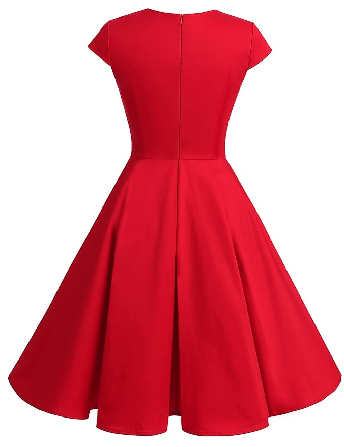 Lenny - Dames fit & flare jurk met kapmouwtjes en hartvormige halslijn