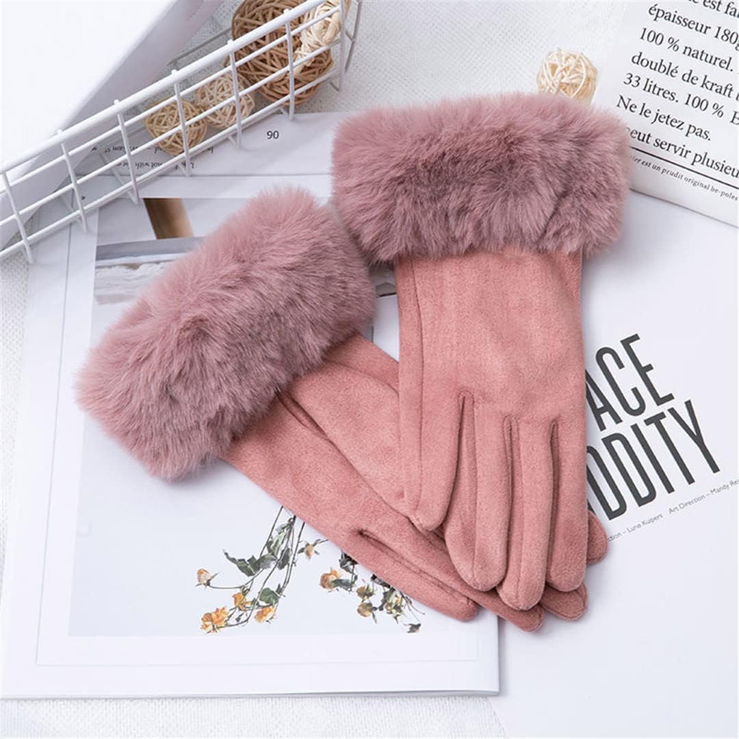 Cherry - Pluche gevoerde suède handschoenen voor dames