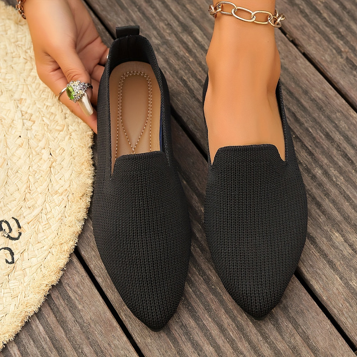 Nadine | Gebreide Platte Damesschoenen