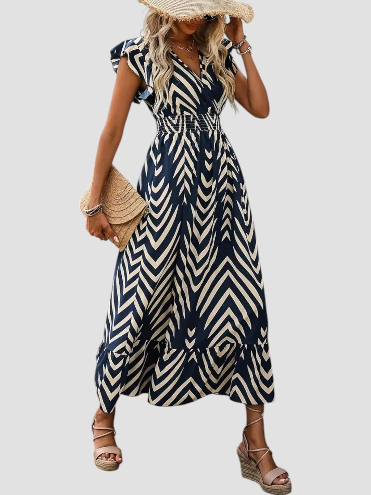 Damaris - Zomerjurk met v-hals en grafische print