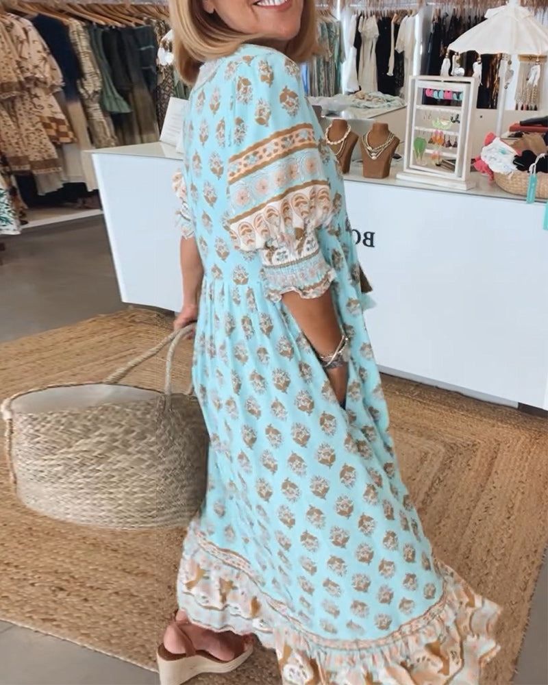 Maude - Dames maxi jurk met boho print