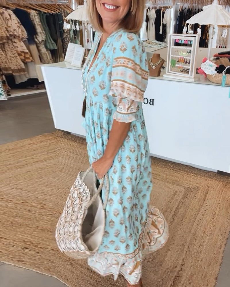 Maude - Dames maxi jurk met boho print