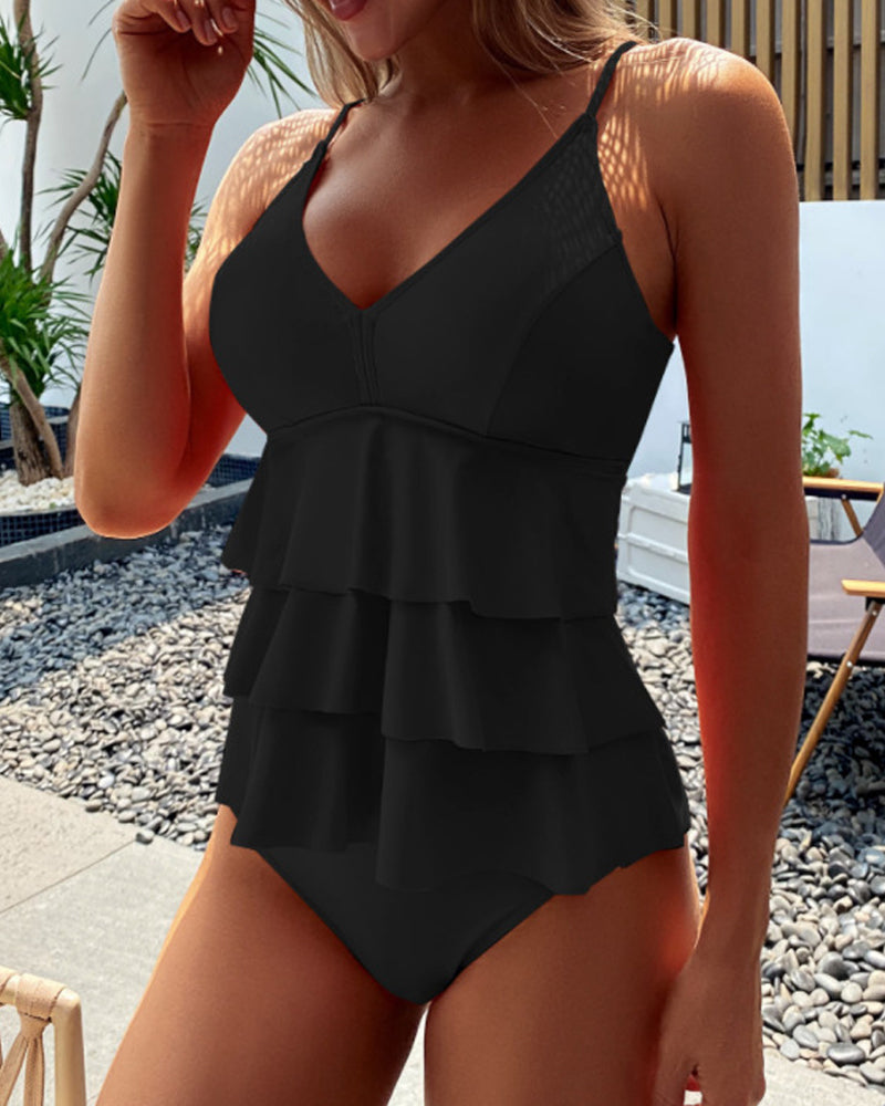 Lea– Tankini met gelaagde volant top en regular broekje voor dames