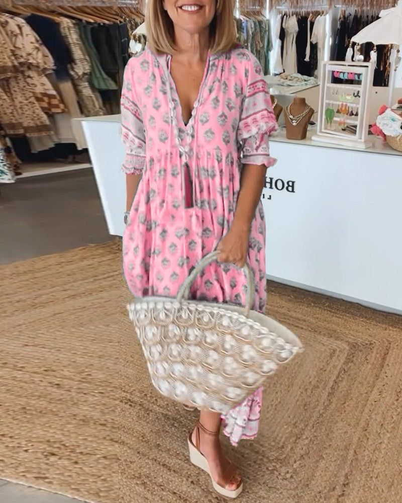 Maude - Dames maxi jurk met boho print