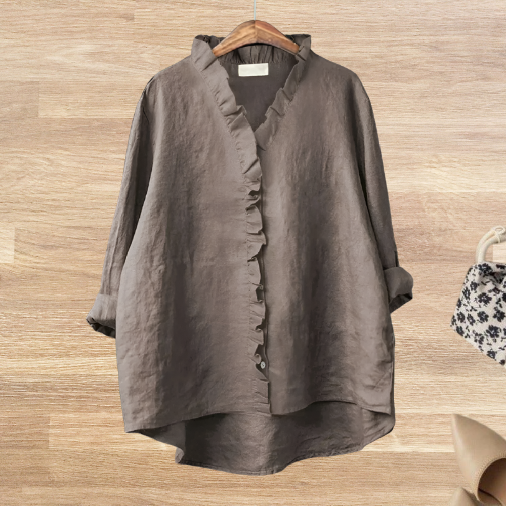 Lysandra - Losvallende blouse met ruffle kraag voor dames