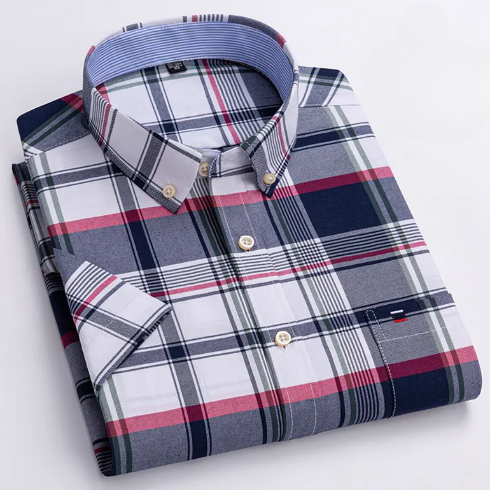 Dan – Heren overhemd met button-down kraag en verfijnde structuur