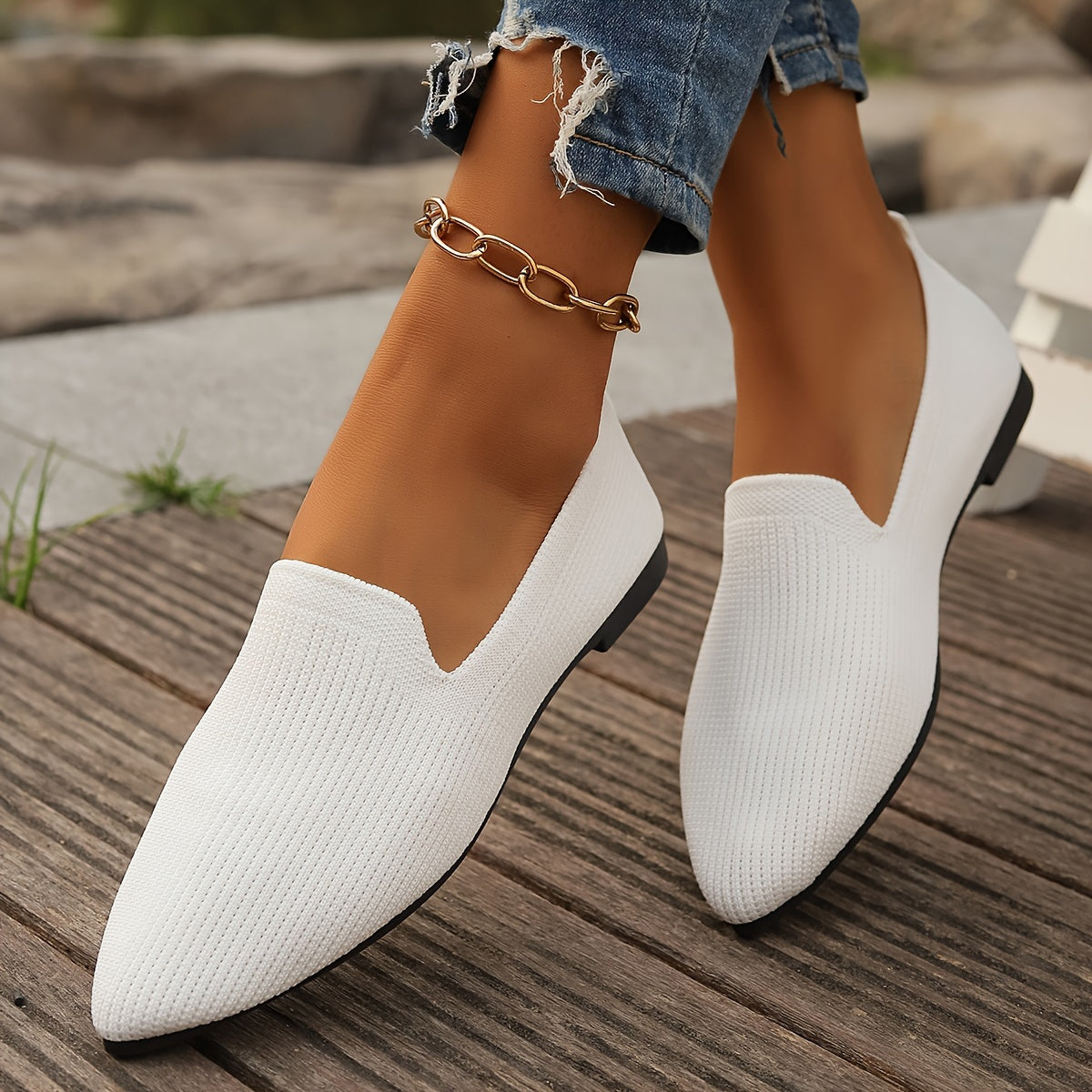 Nadine | Gebreide Platte Damesschoenen