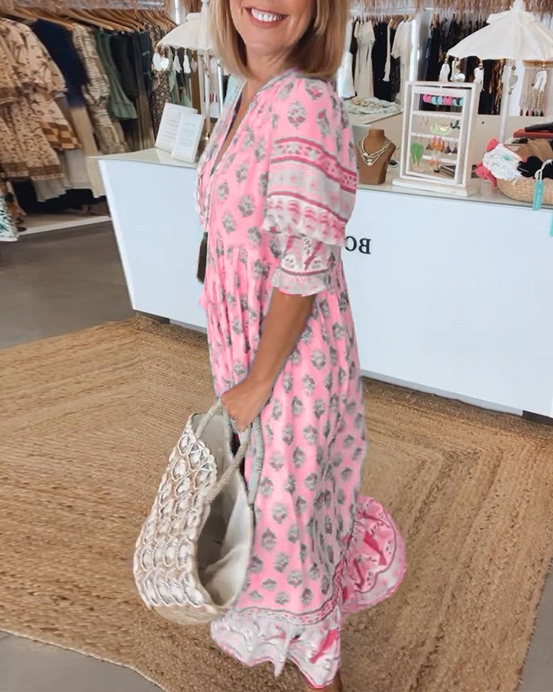 Maude - Dames maxi jurk met boho print