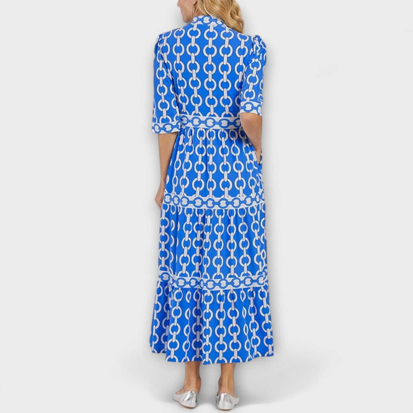 Susanna - Maxi damesjurk met grafische print en kraag