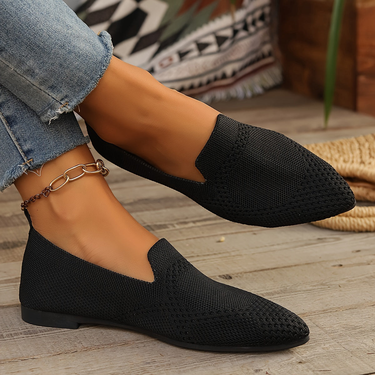 Nadine | Gebreide Platte Damesschoenen