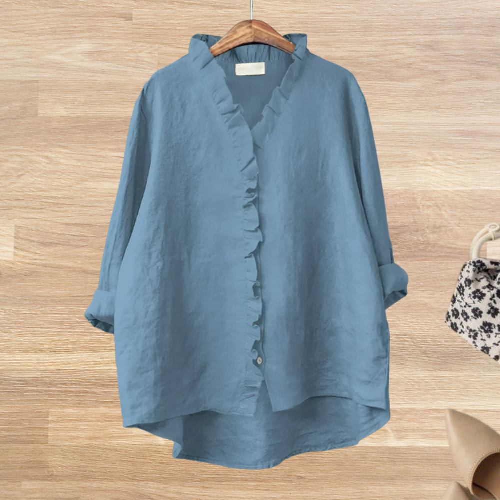 Lysandra - Losvallende blouse met ruffle kraag voor dames