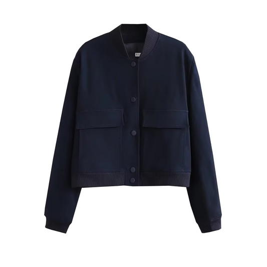 Gema - Casual los vest in marineblauw met zakken aan de voorkant