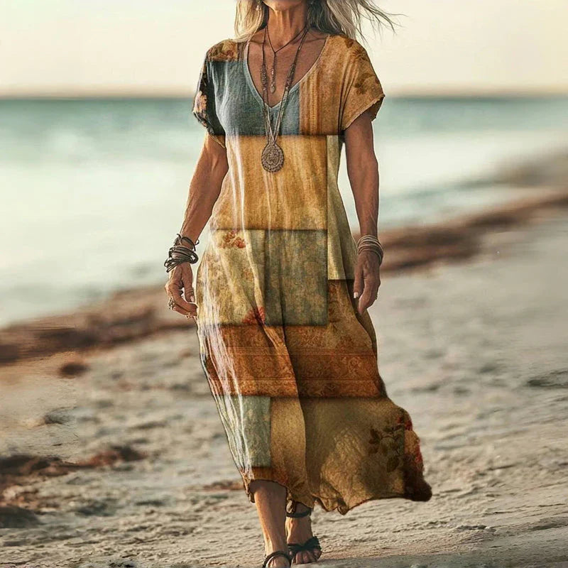 Vionnet - Losvallende dames zomerjurk met v-hals en zachte flow