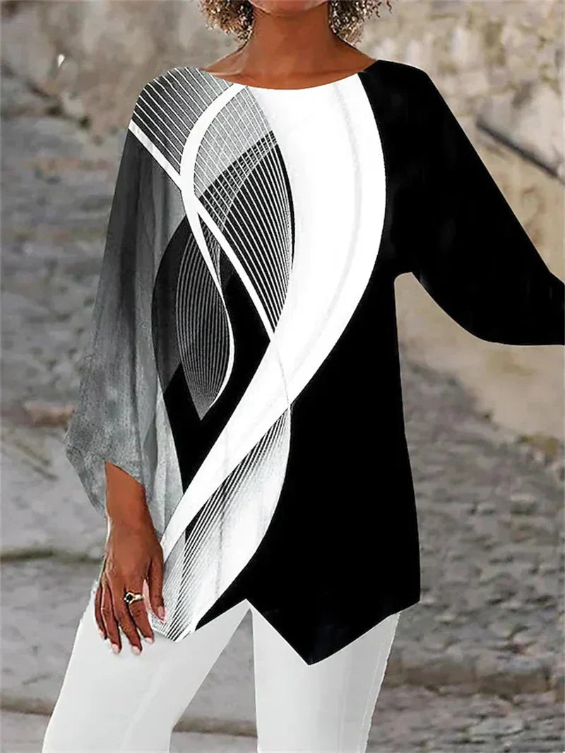 Donata - Tuniek met glinsteraccent en asymmetrische zoom voor dames