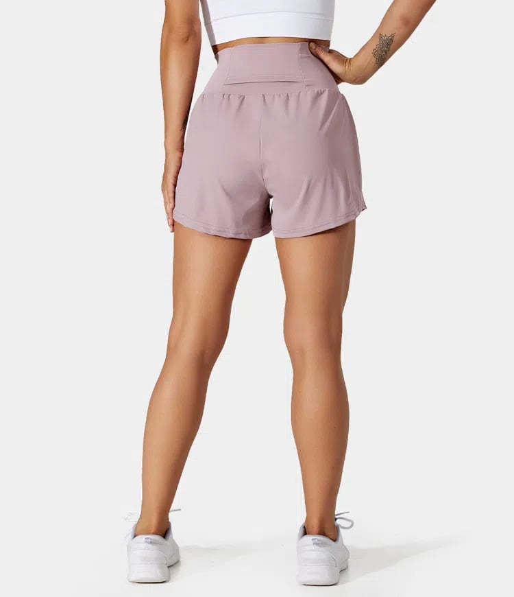 Dora - Dames sportshort met hoge taille en binnenbroek met zak