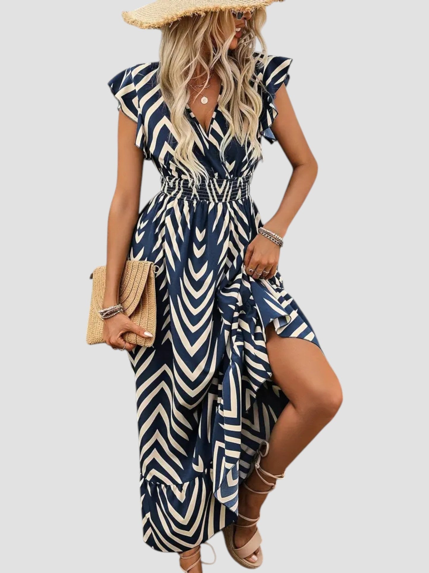 Damaris - Zomerjurk met v-hals en grafische print