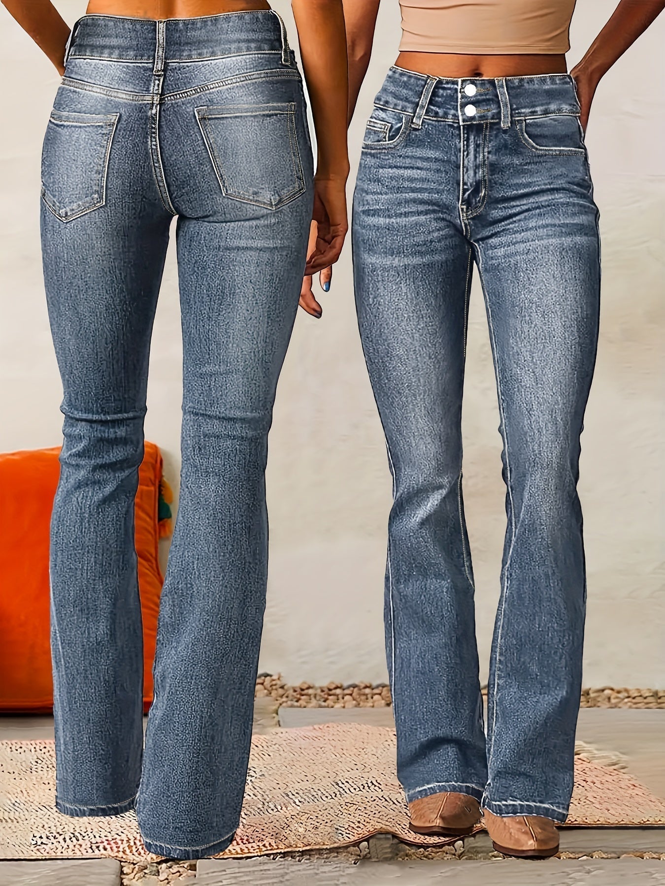 Bogdana - High-waist flared jeans voor dames met dubbele knoopsluiting