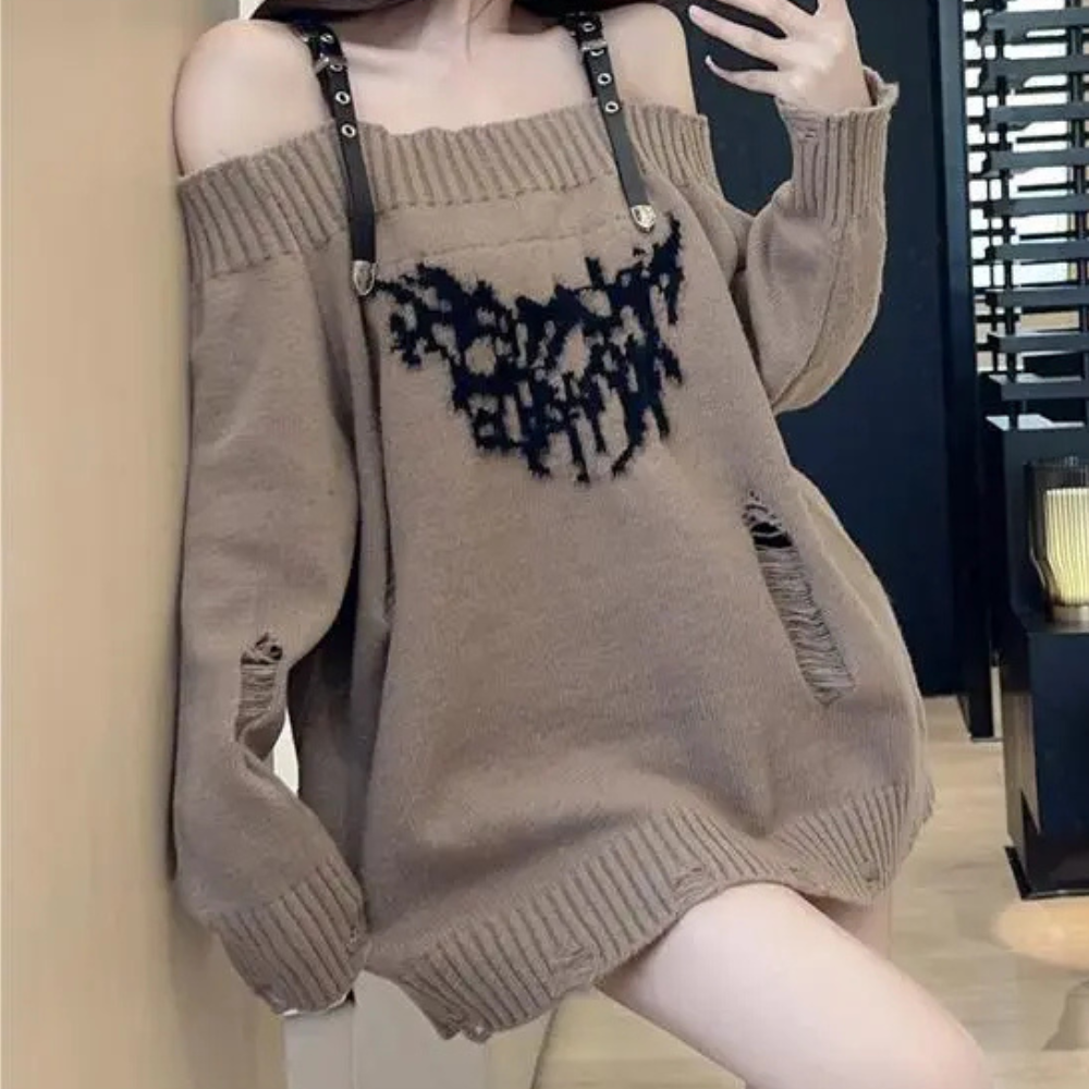 Amoret | Off-shoulder oversized gebreide trui