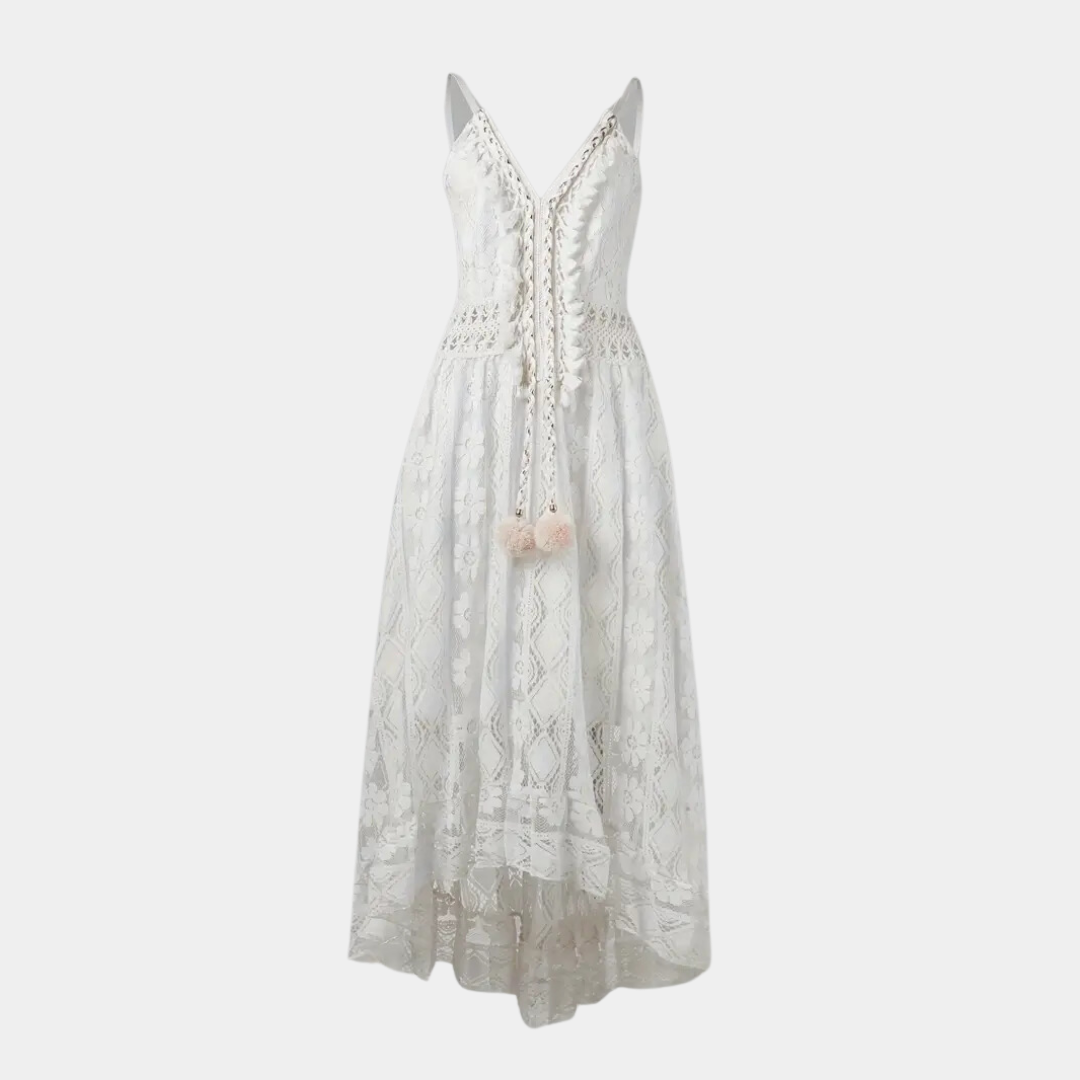 Estela - Dames zomerjurk met kanten details en v-hals