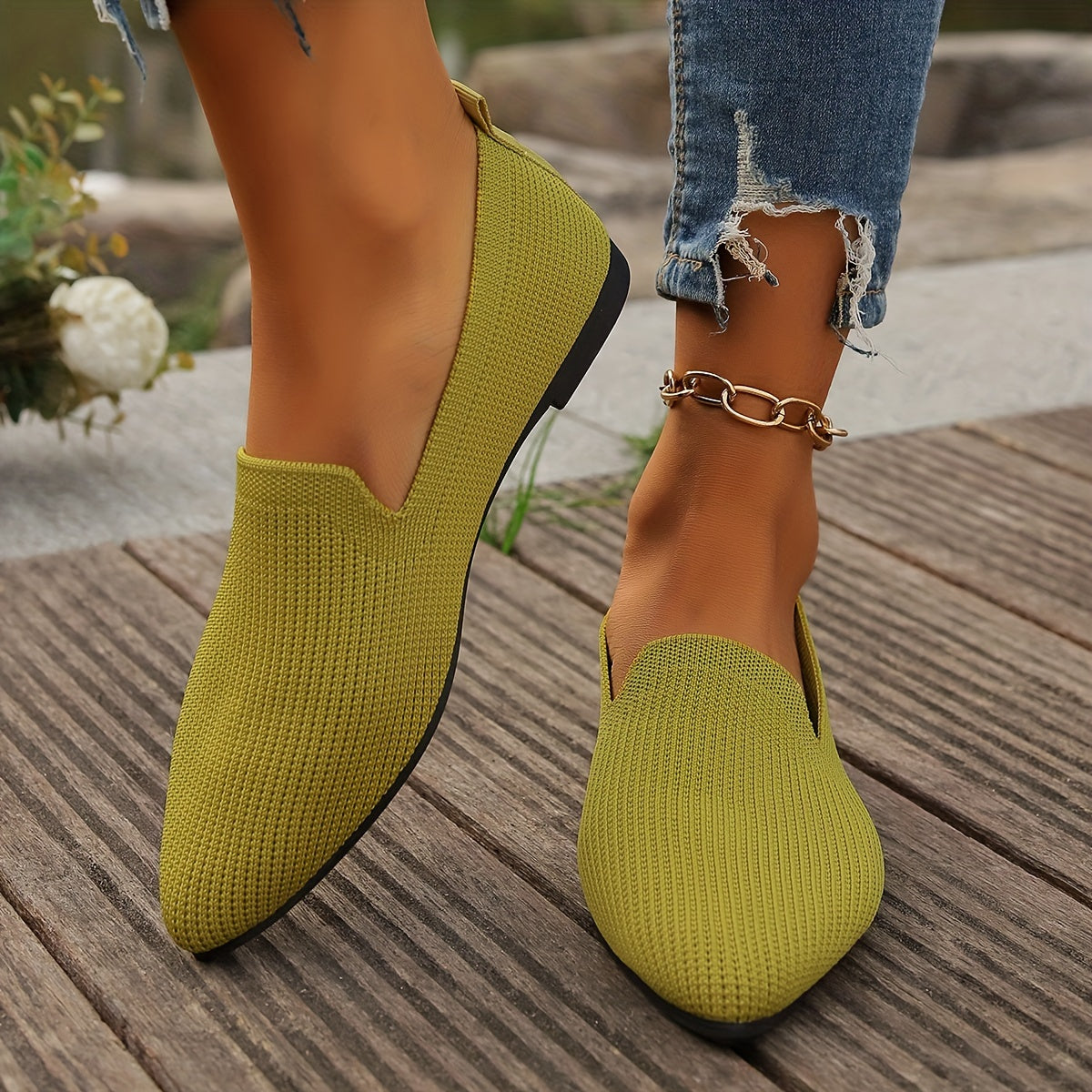 Nadine | Gebreide Platte Damesschoenen