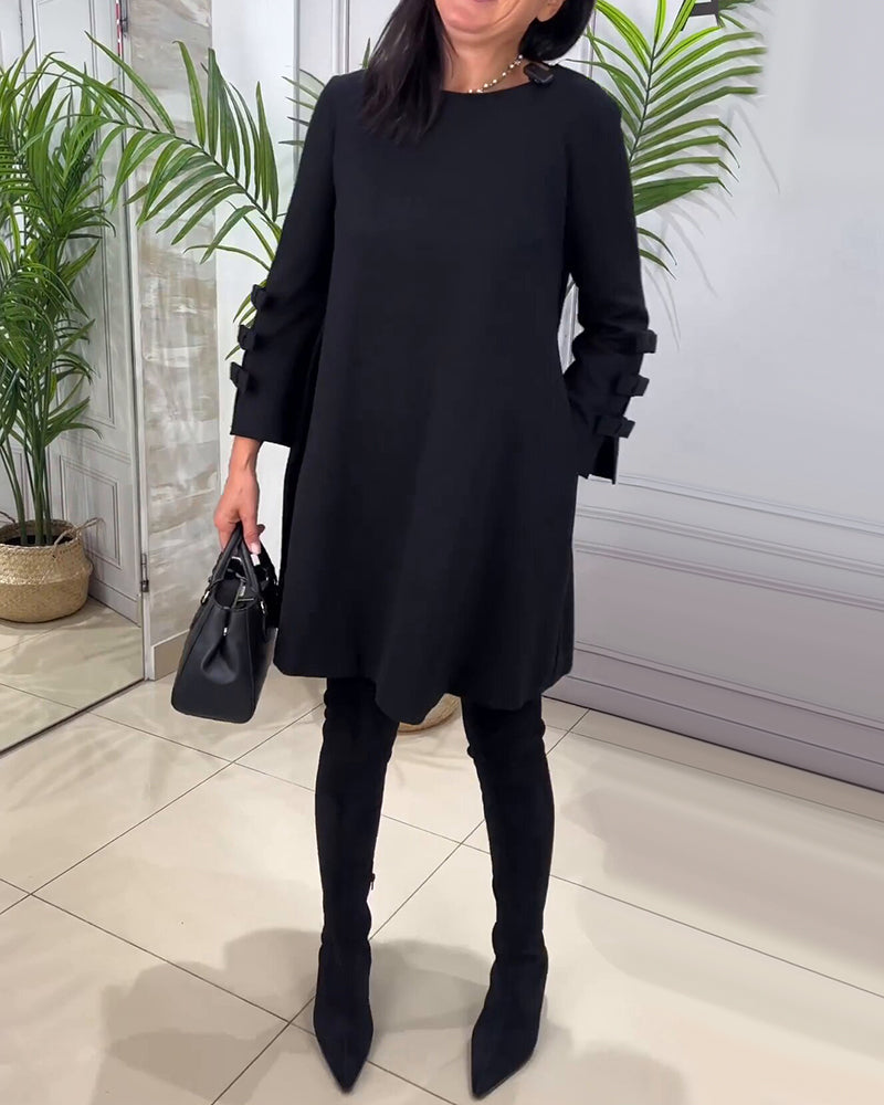 Monique - Women's A-line dress with sleeve bow detailing
