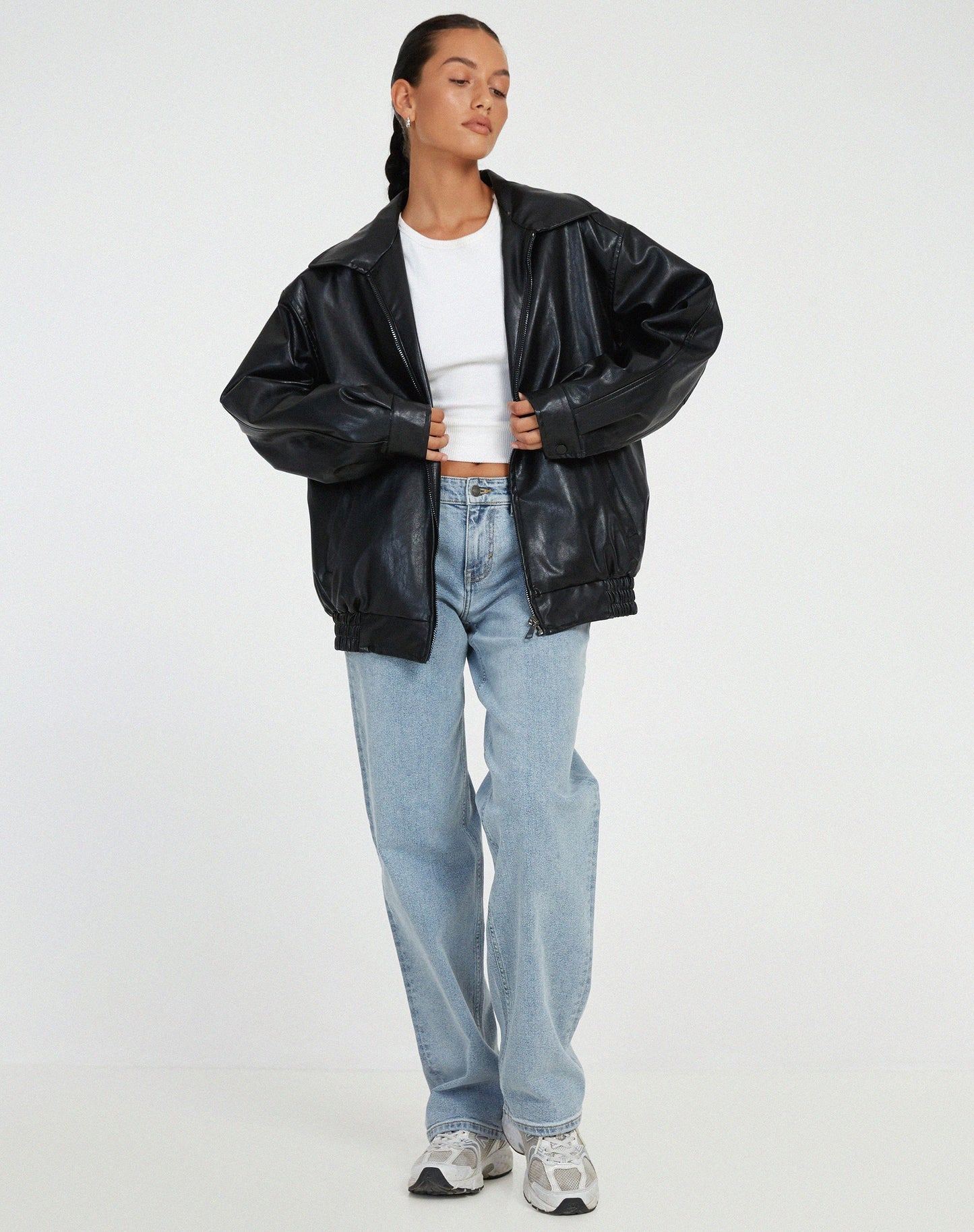 Saffron - Casual oversized leren jack voor vrouwen