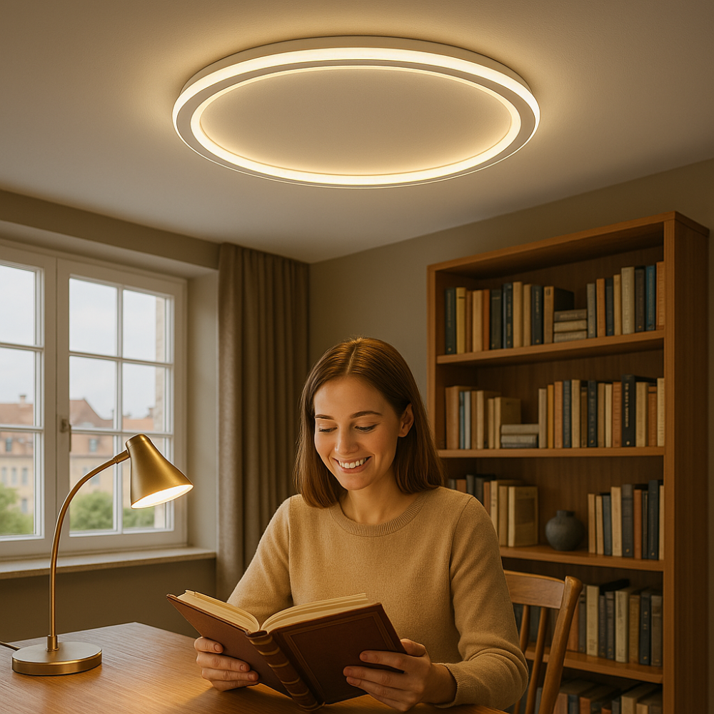 Moderne ronde LED plafondlamp met zachte sfeerverlichting