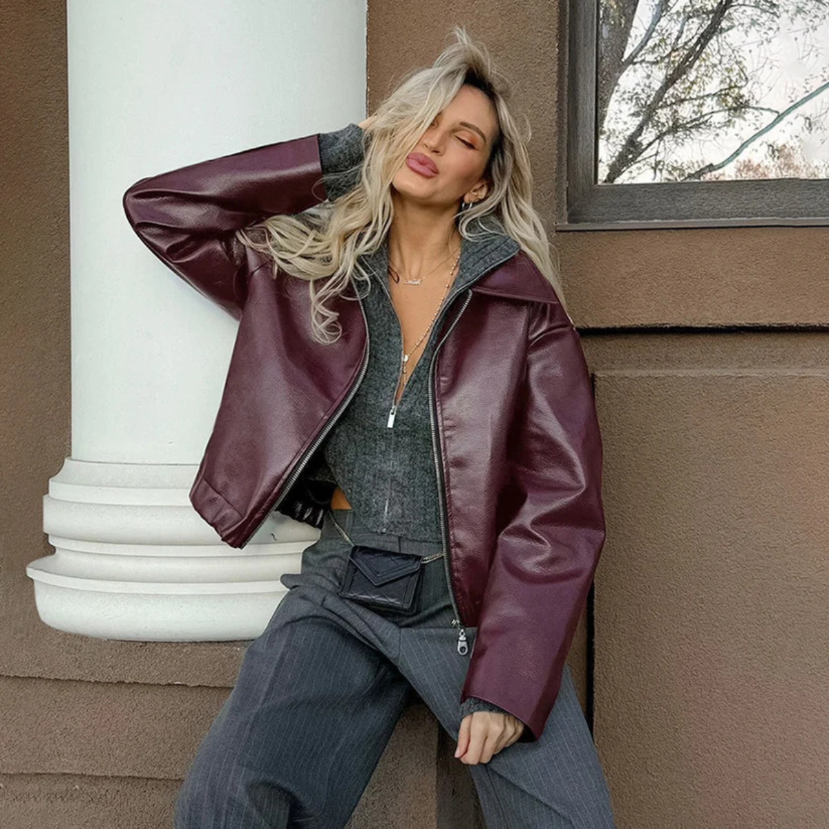 Muriela - Retro oversized leren jas