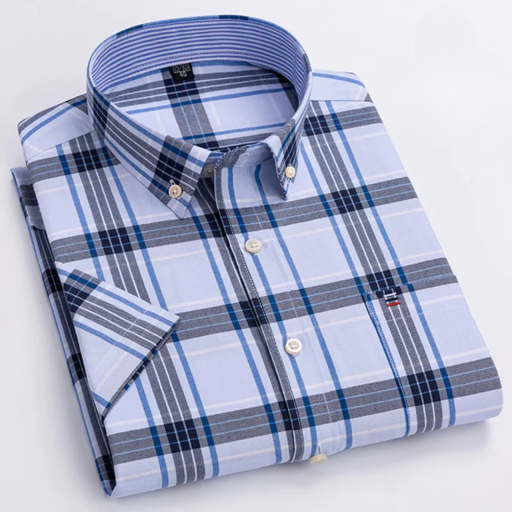 Dan – Heren overhemd met button-down kraag en verfijnde structuur