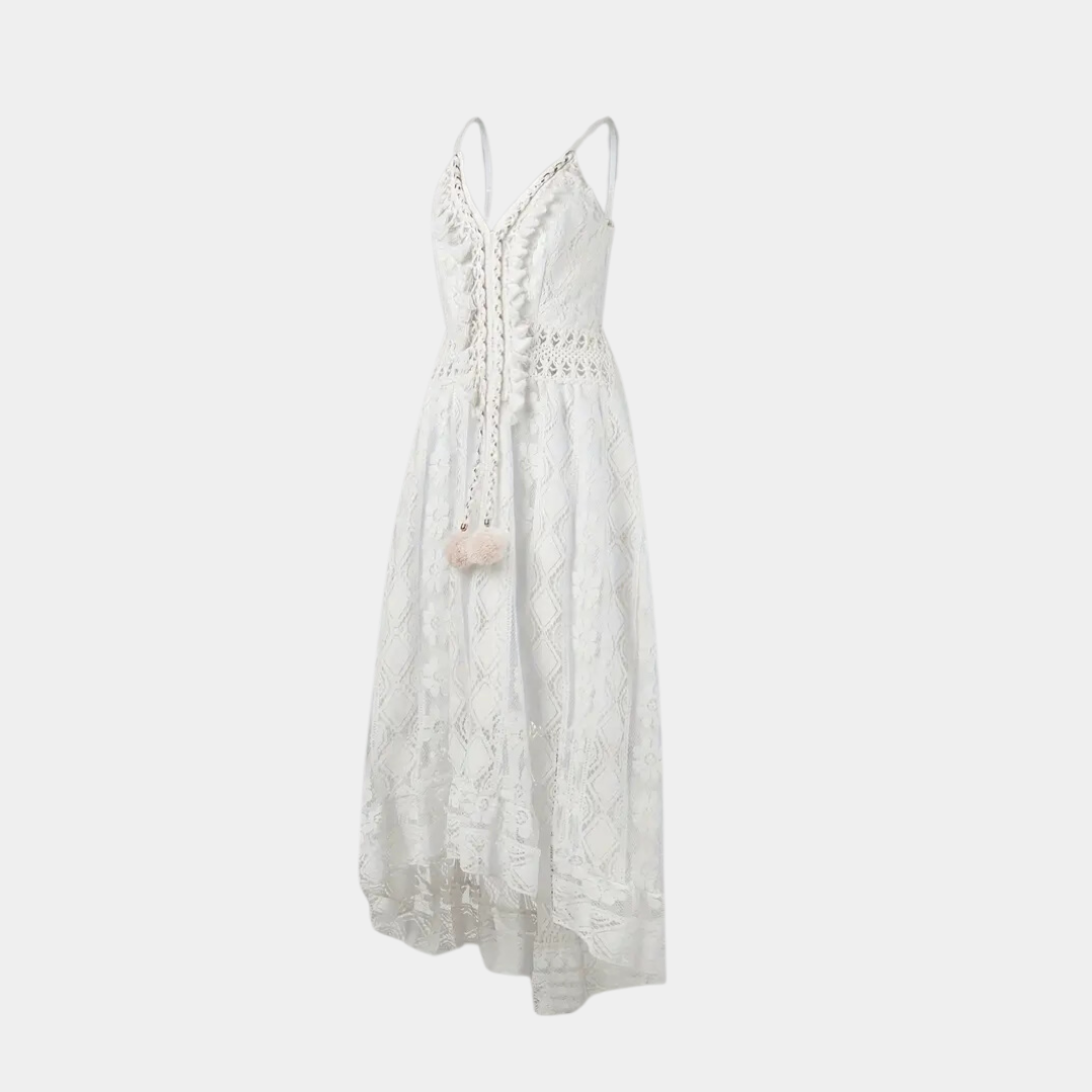 Estela - Dames zomerjurk met kanten details en v-hals