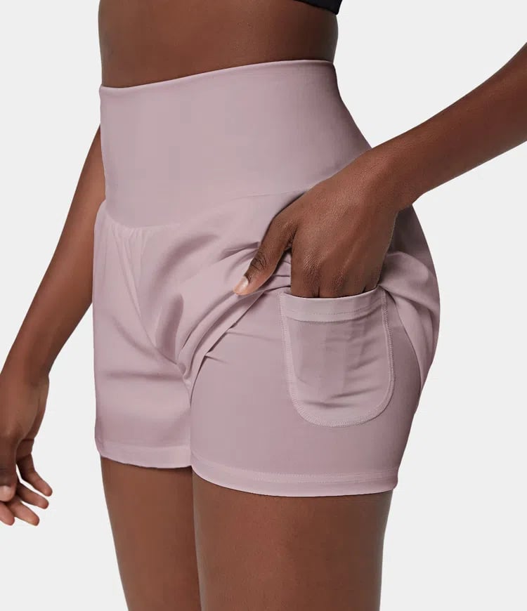 Dora - Dames sportshort met hoge taille en binnenbroek met zak