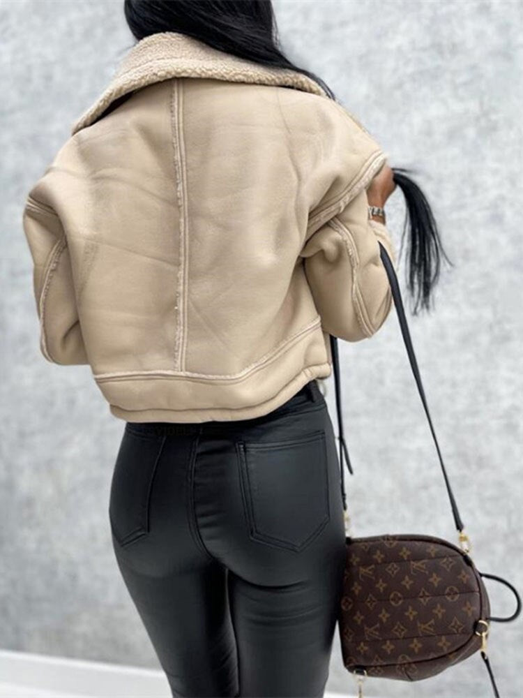 Xolani - Damesjas van imitatieleer met sherpa voering