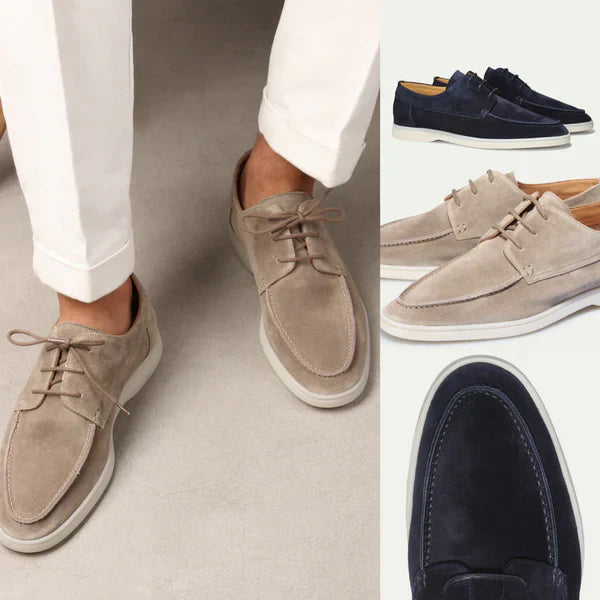 Odo - Leren veterschoen met suède look voor heren