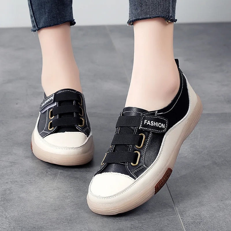 Dunya - Dames sneakers met elastische bandjes en contrastneus
