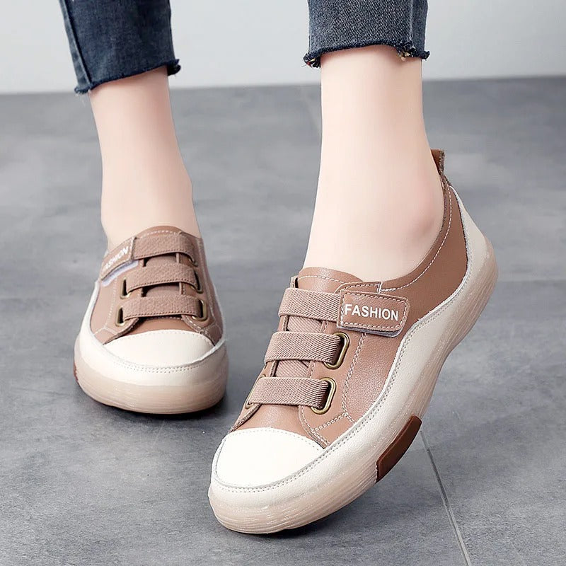 Dunya - Dames sneakers met elastische bandjes en contrastneus