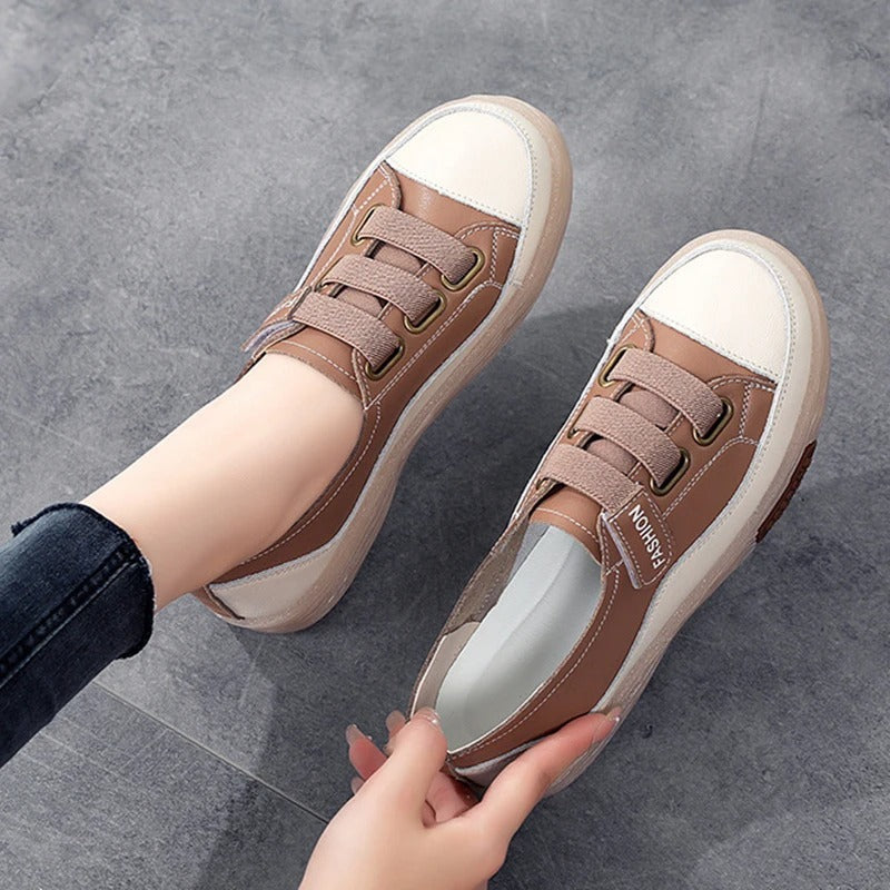 Dunya - Dames sneakers met elastische bandjes en contrastneus