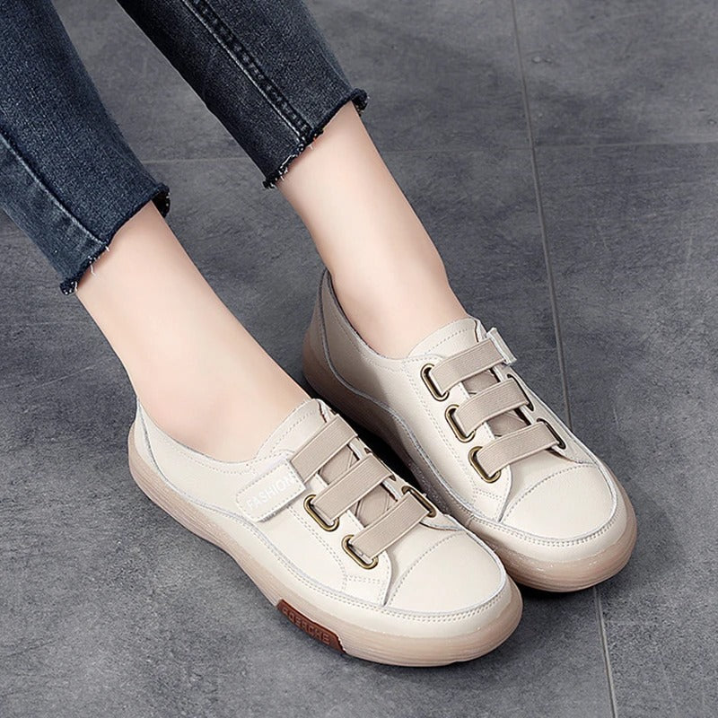 Dunya - Dames sneakers met elastische bandjes en contrastneus