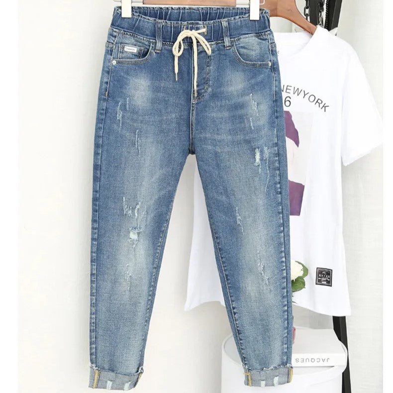 Tilly - Relaxed fit denim joggers met trekkoord voor dames