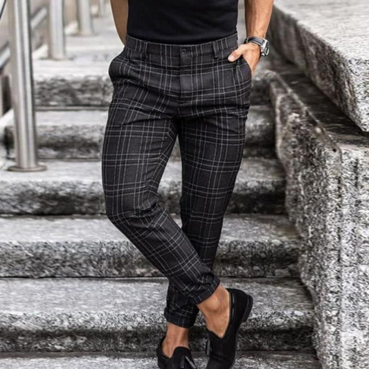 Bergen - Heren slim-fit geruite broek