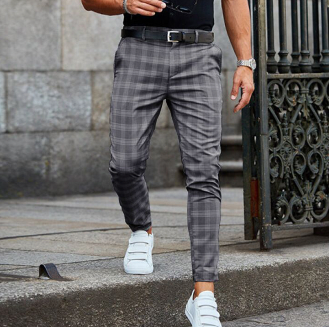 Bergen - Heren slim-fit geruite broek