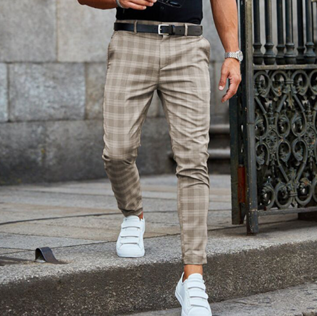 Bergen - Heren slim-fit geruite broek