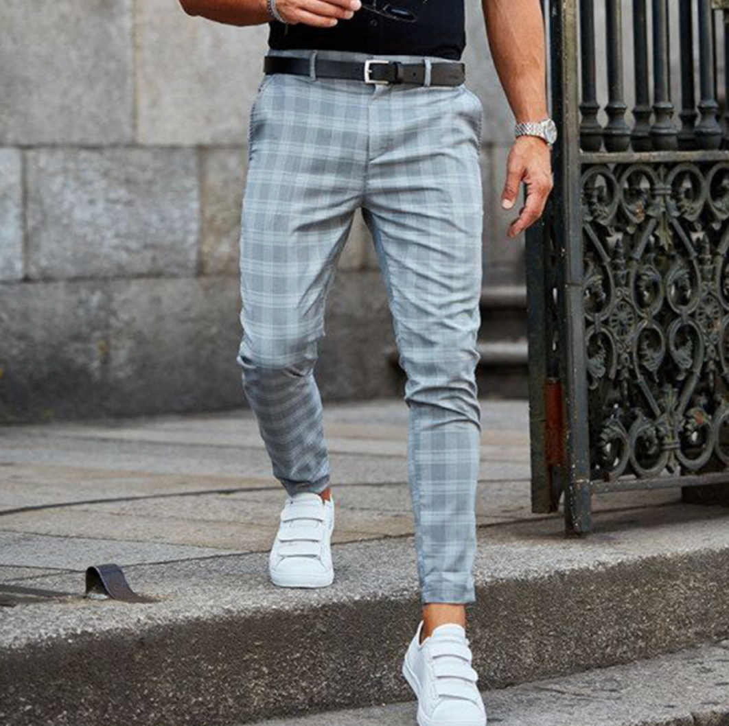Bergen - Heren slim-fit geruite broek