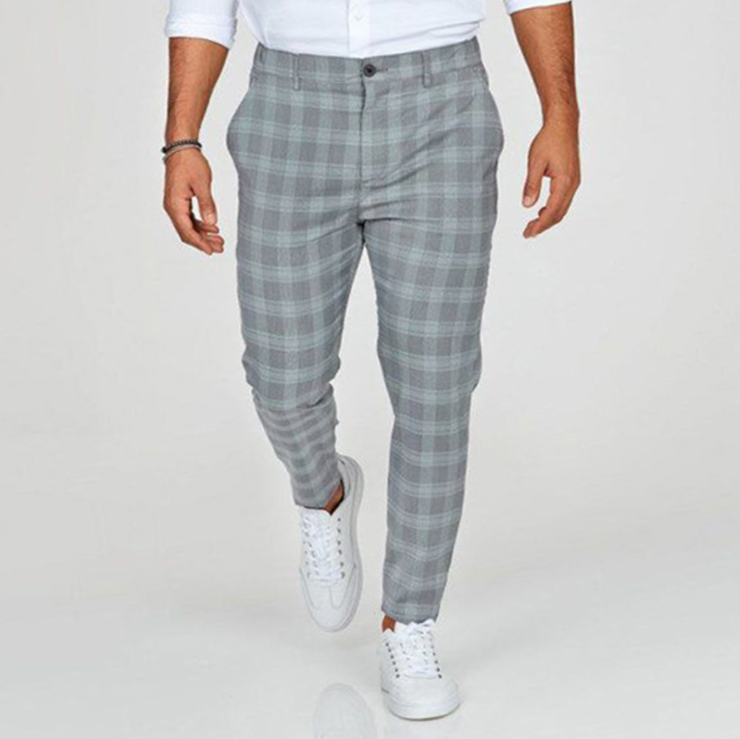 Bergen - Heren slim-fit geruite broek