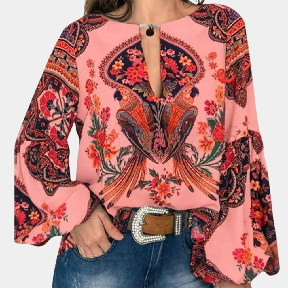 Farah - Dames blouse met open hals en volumemouwen