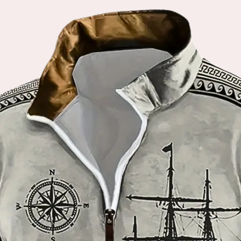 Cato - Bedrukte sweatshirt met halve rits voor heren