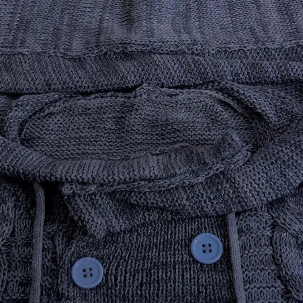 Jairus - Gebreide capuchontrui voor heren met knoopdetails