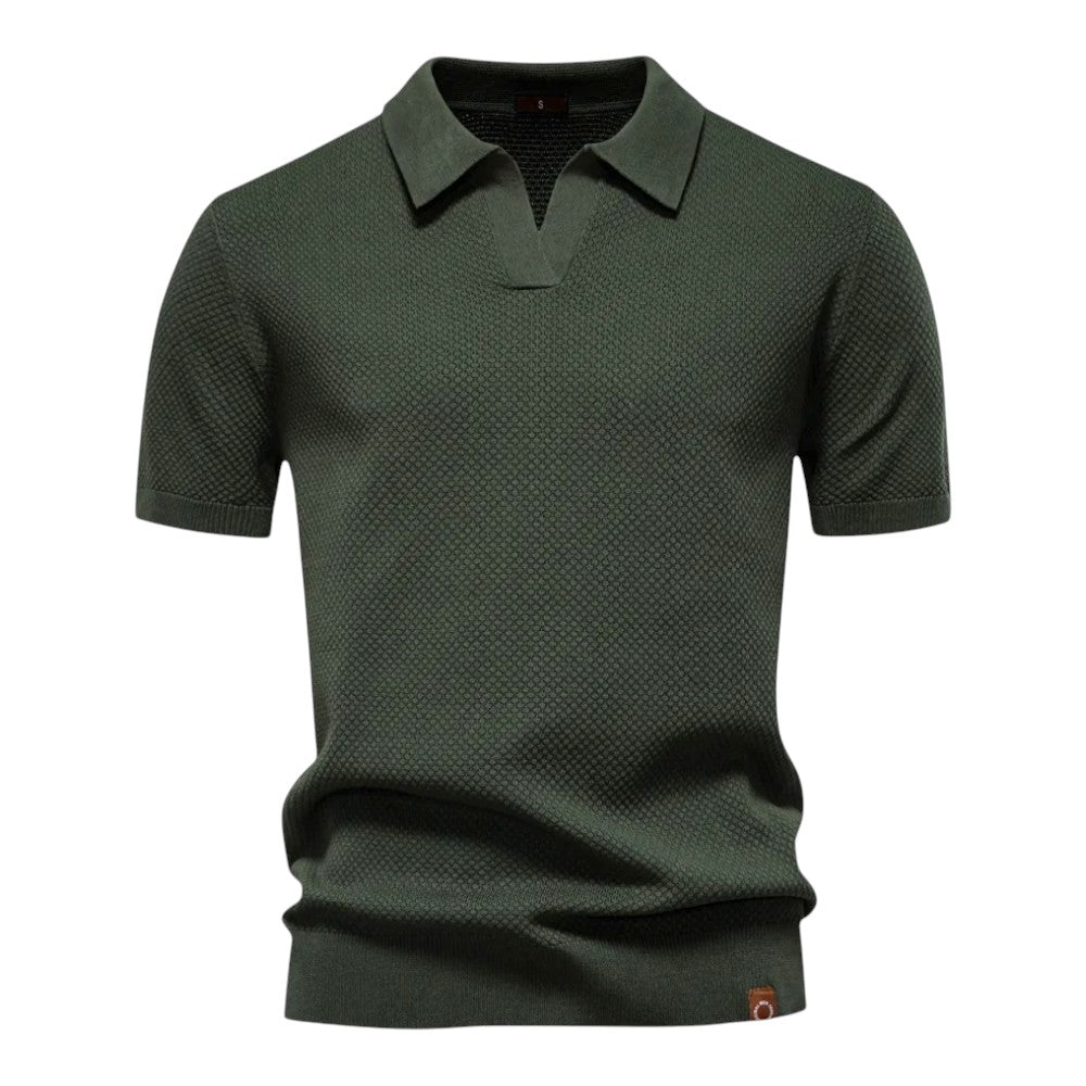 Gilbert - Heren poloshirt met open kraag en textuurstructuur